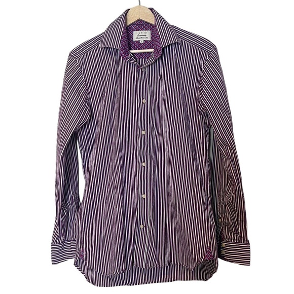 Ted Baker Endurance Ted’s Classic Fit Striped Floral Button Up Shirt Size 2 - Picture 1 of 15